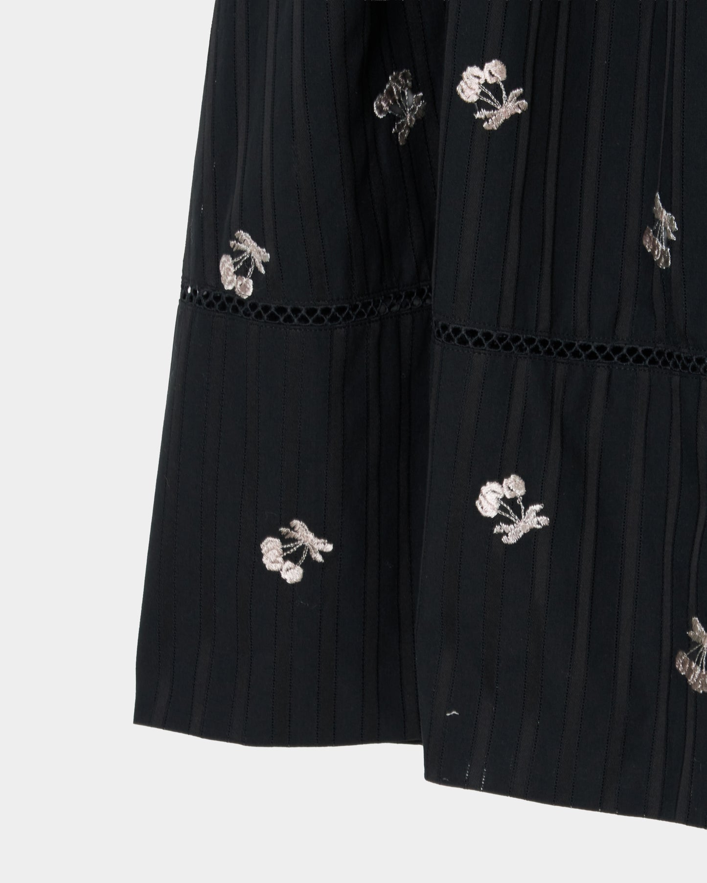 cherry embroidery long skirt Black【Delivery in September 2026】