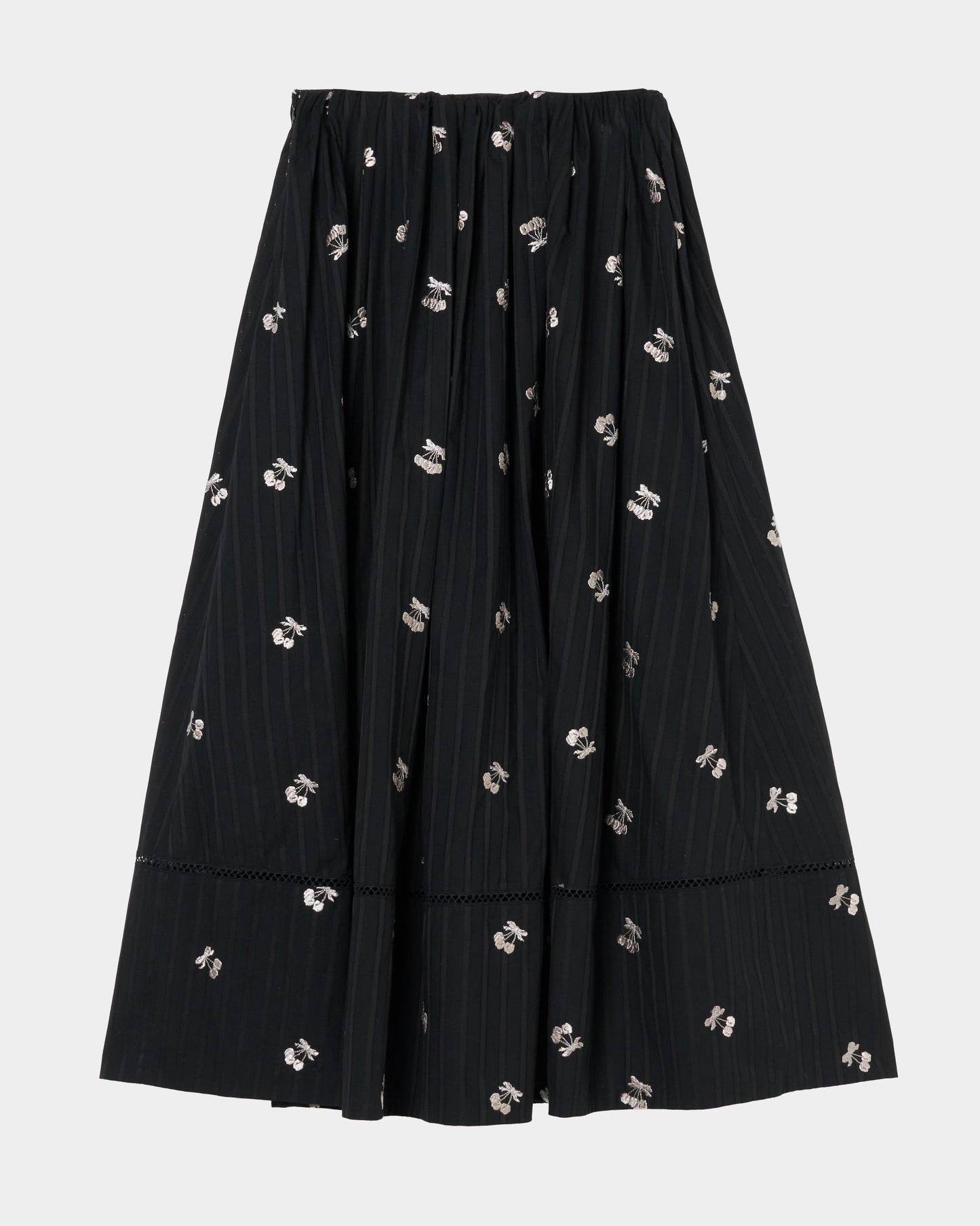 cherry embroidery long skirt Black【Delivery in September 2026】