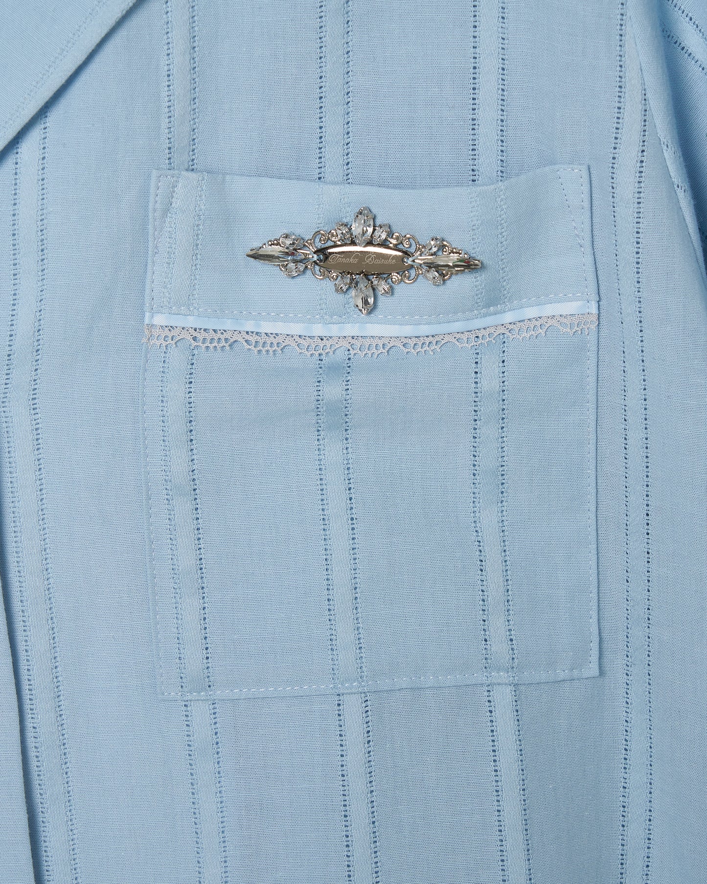 Lace bijou open collar shirt Sax【Delivery in March 2027】