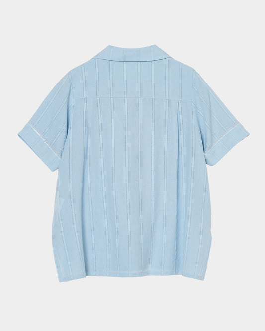 Lace bijou open collar shirt Sax【Delivery in March 2027】