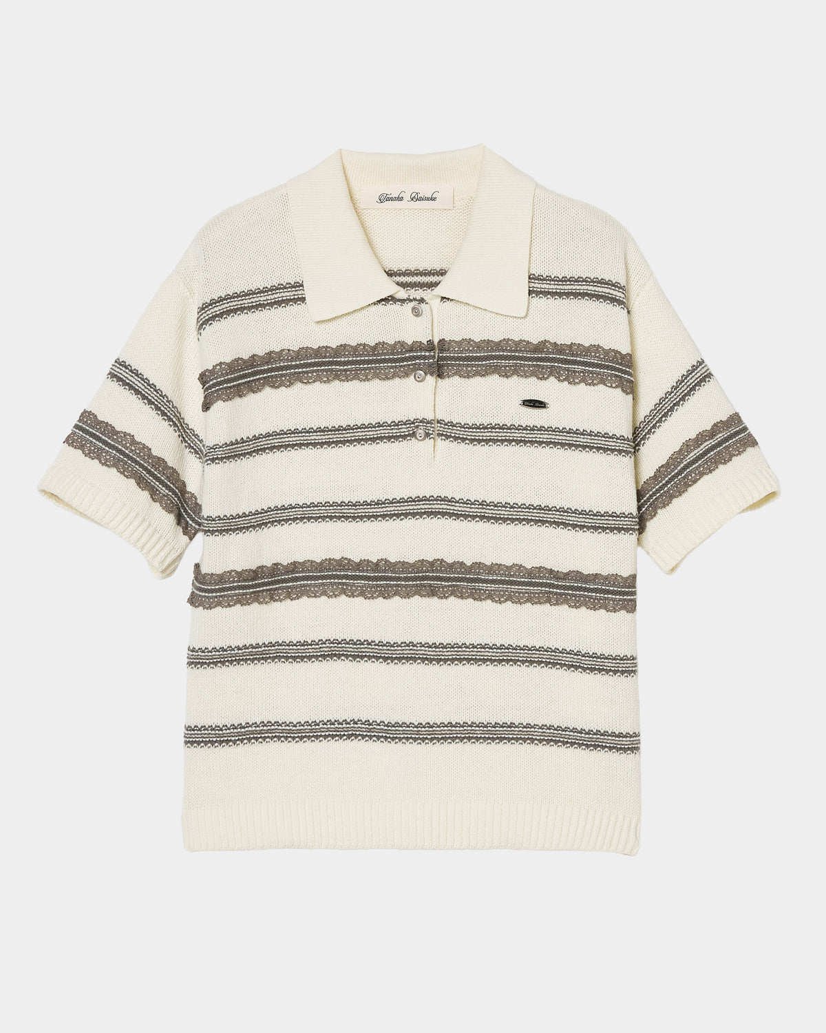 Lace border knit polo shirt Off white【Delivery in January 2027】