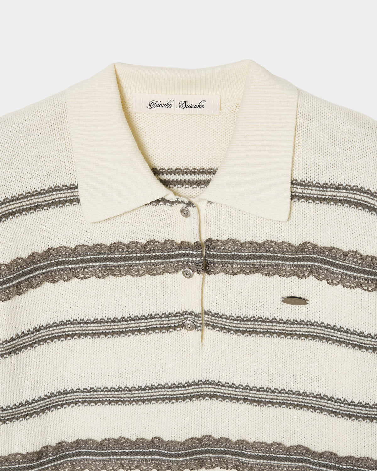 Lace border knit polo shirt Off white【Delivery in January 2027】