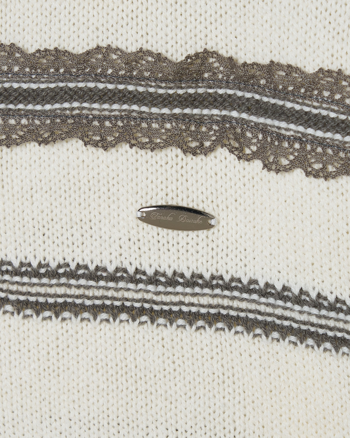 Lace border knit polo shirt Off white【Delivery in January 2027】