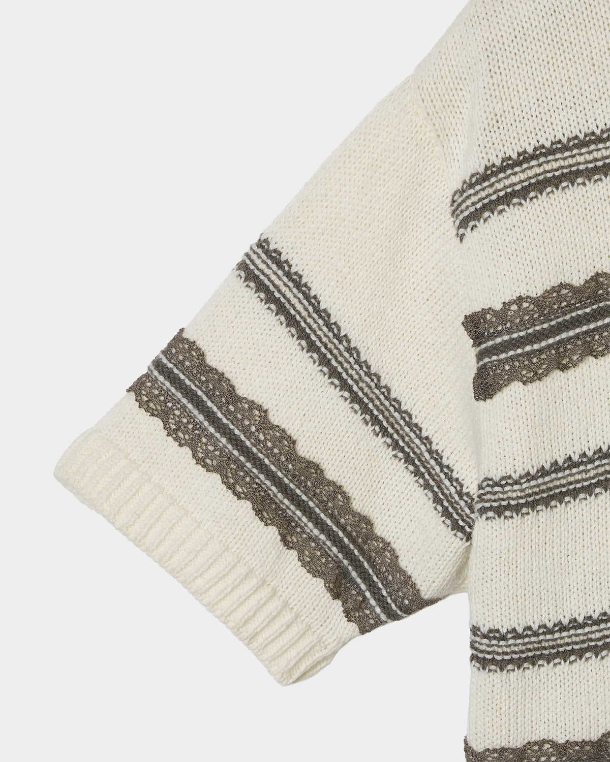 Lace border knit polo shirt Off white【Delivery in January 2027】