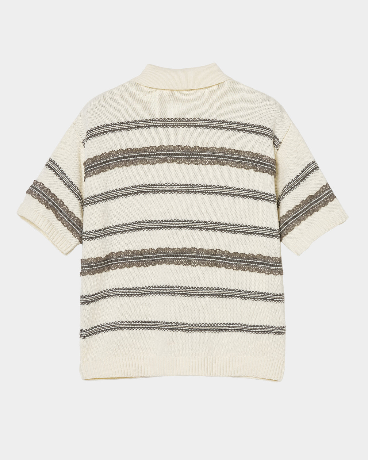 Lace border knit polo shirt Off white【Delivery in January 2027】