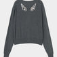 Silver crystal bijou wing cardigan Gray【Stock】