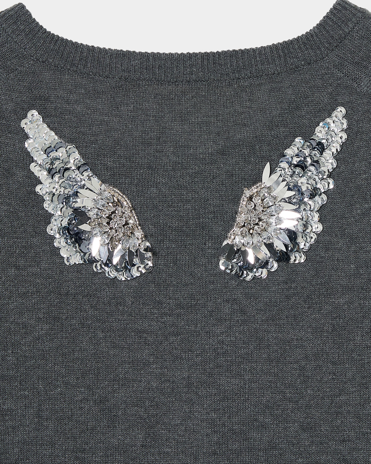 Silver crystal bijou wing cardigan Gray【Stock】