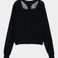 Silver crystal bijou wing cardigan Black【Stock】