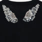 Silver crystal bijou wing cardigan Black【Stock】