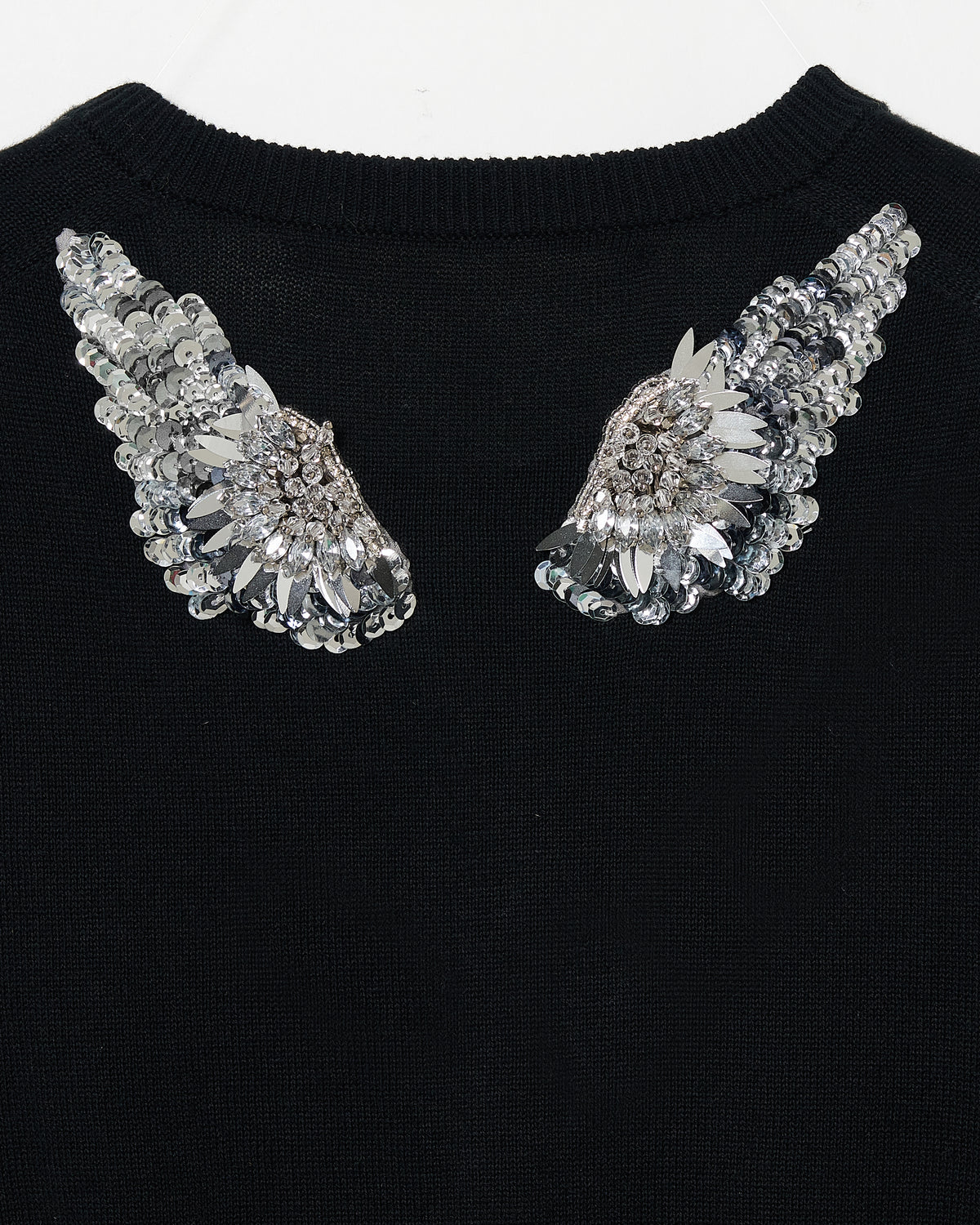 Silver crystal bijou wing cardigan Black【Stock】
