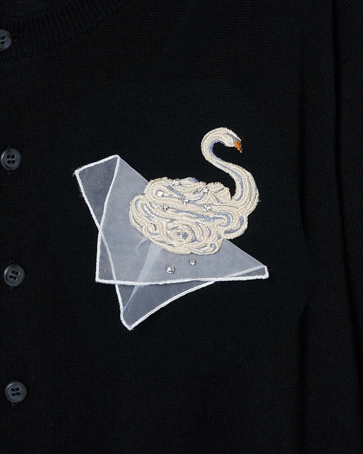 Meringue swan cardigan Black【Stock】