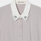Lace bijou collar blouse Gray【Delivery in March 2027】