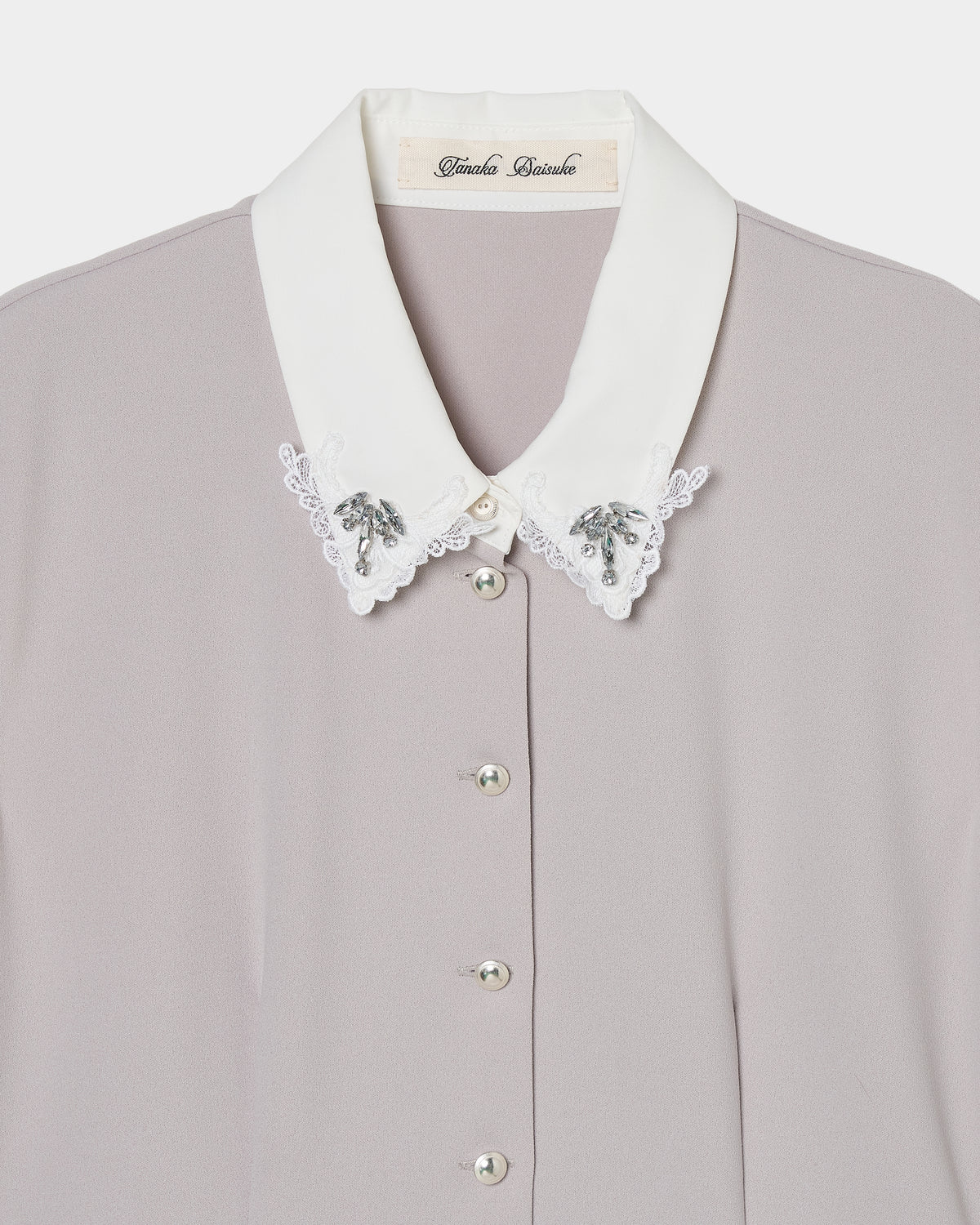 Lace bijou collar blouse Gray【Delivery in March 2027】