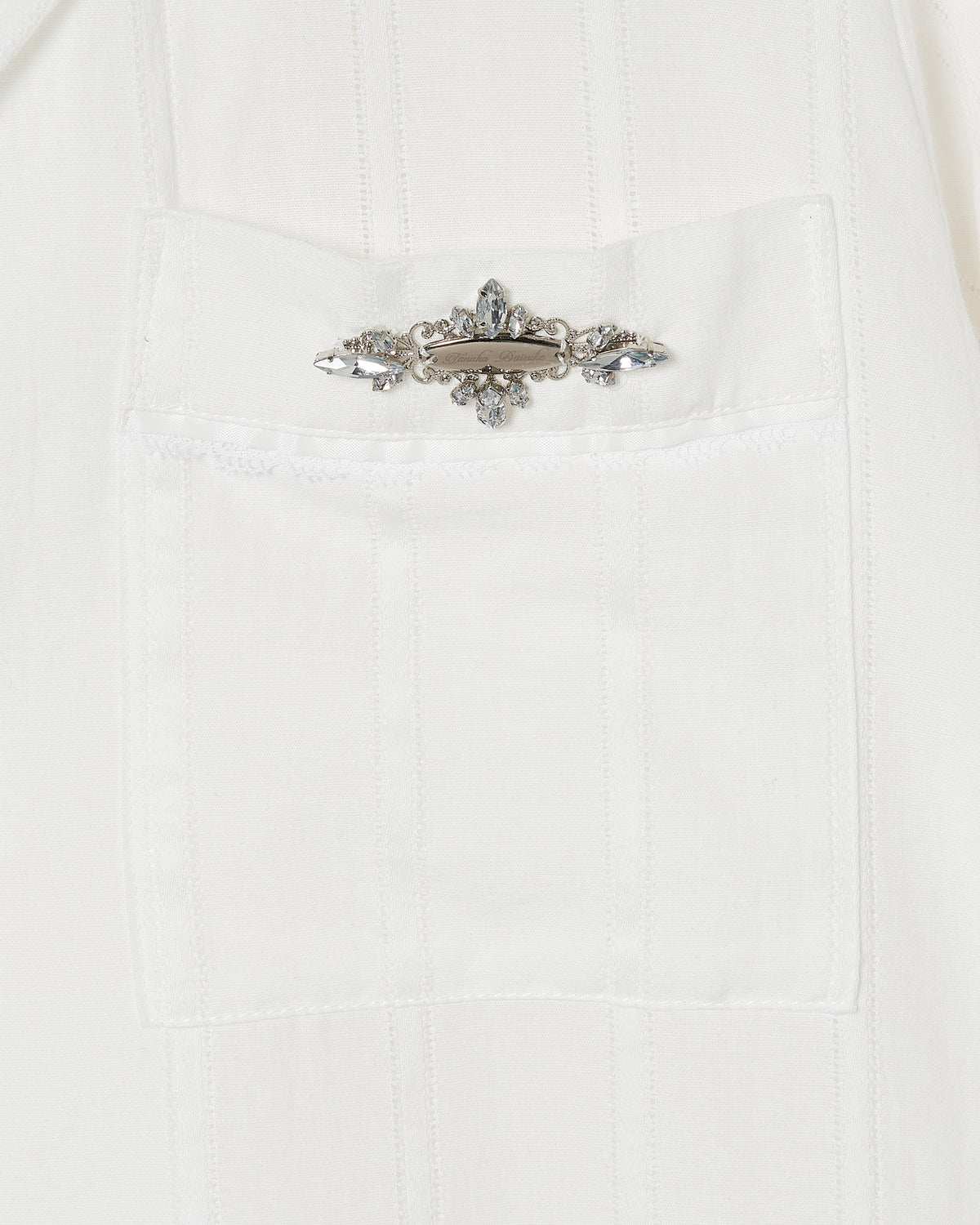 Lace bijou open collar shirt White【Delivery in March 2027】