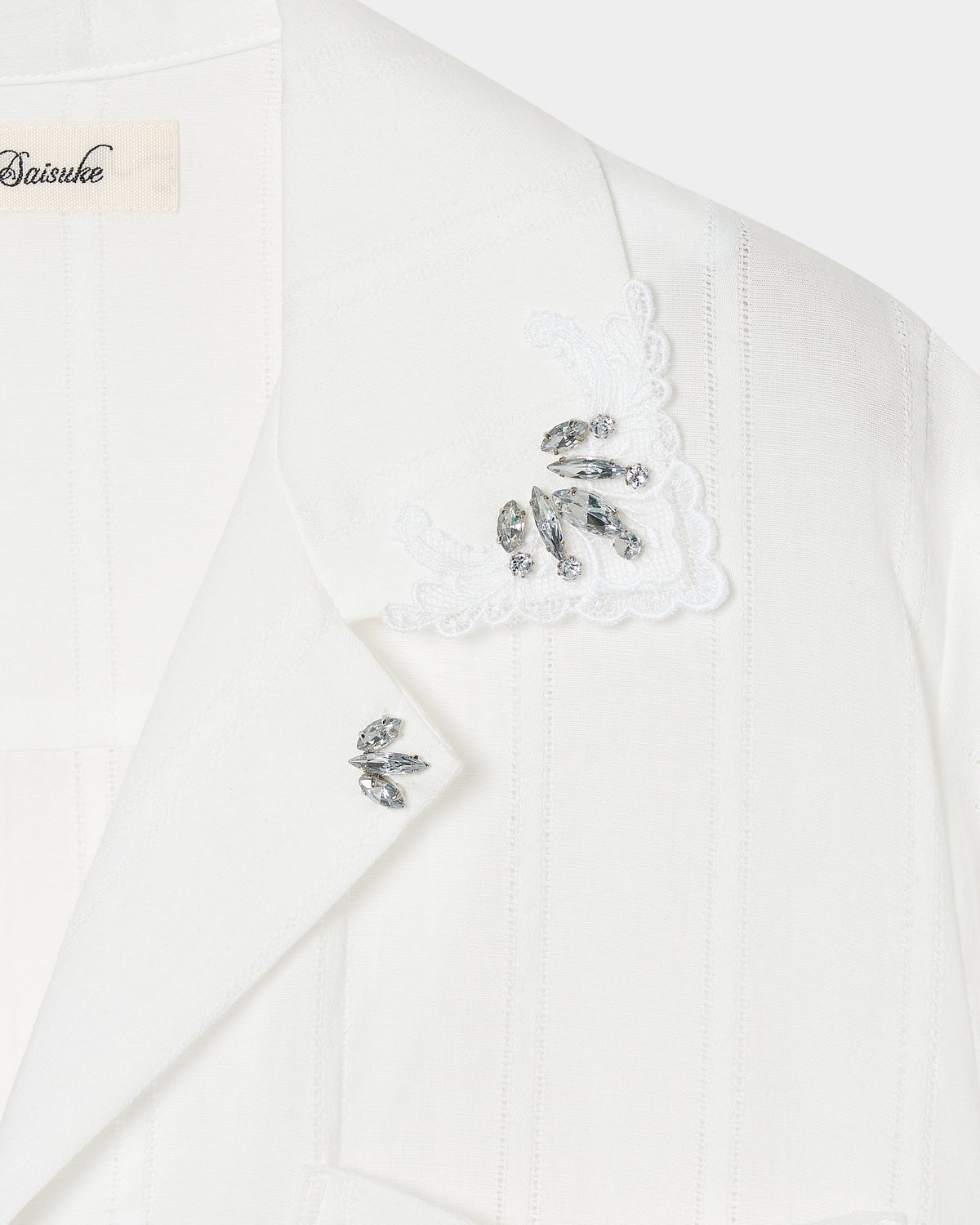 Lace bijou open collar shirt White【Delivery in March 2027】