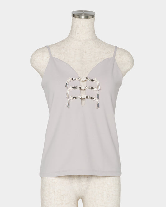 Metal china button camisole Greige【Delivery in March 2027】