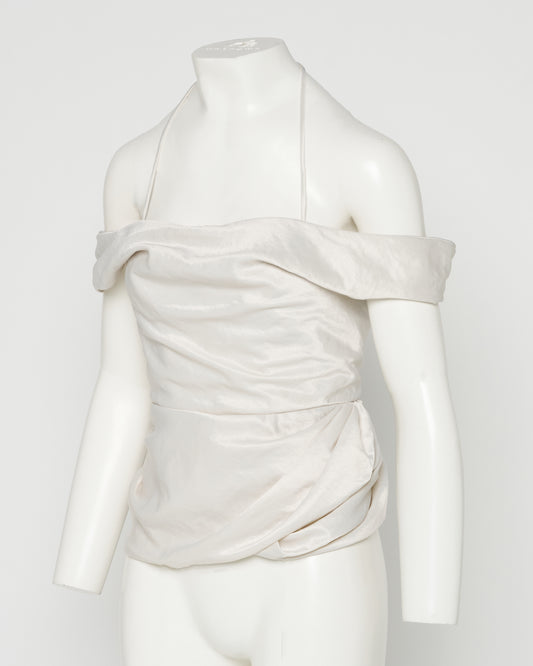 satin drape camisole tops Off white【Delivery in February 2027】