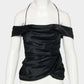 satin drape camisole tops Black【Delivery in February 2027】