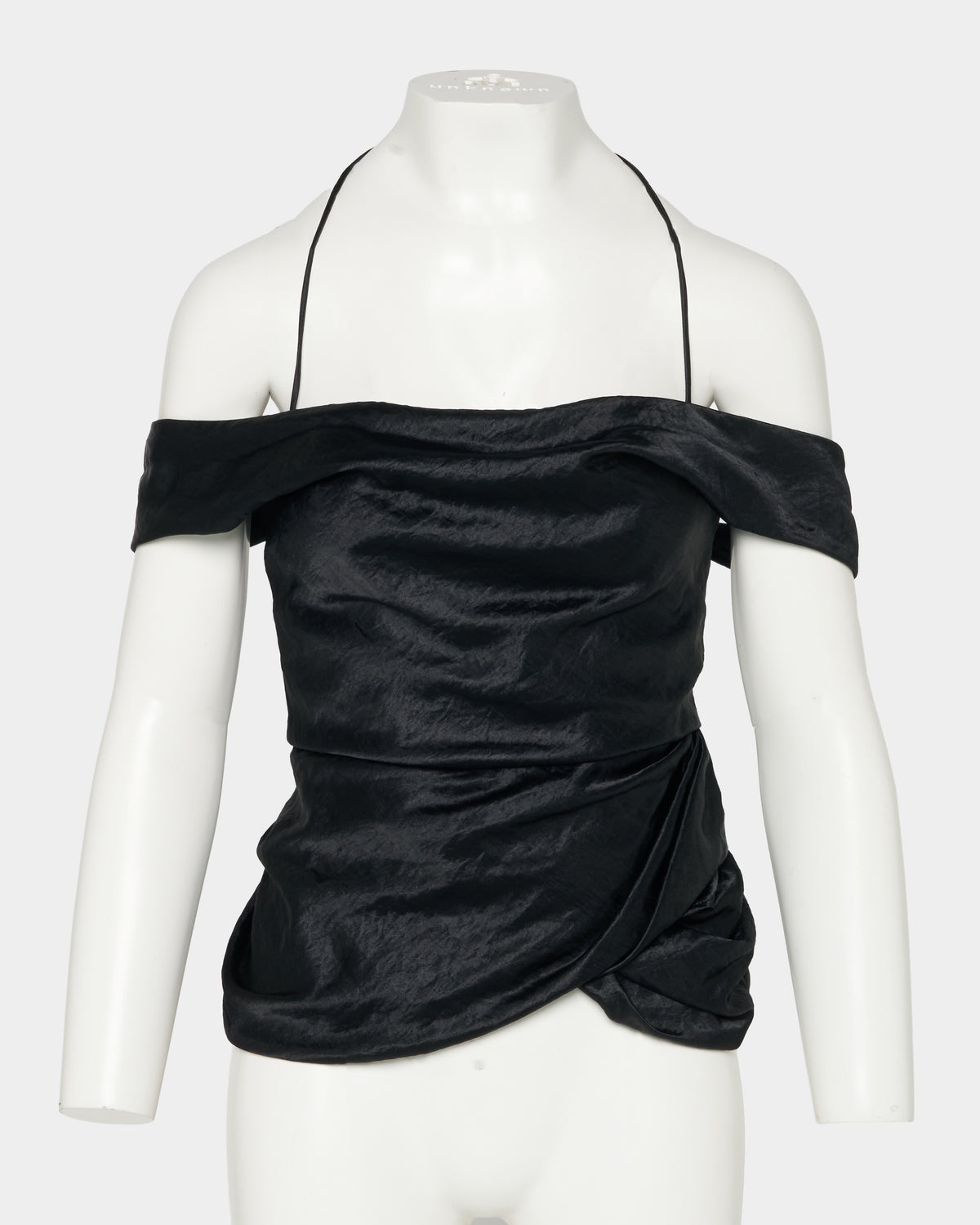 satin drape camisole tops Black【Delivery in February 2027】