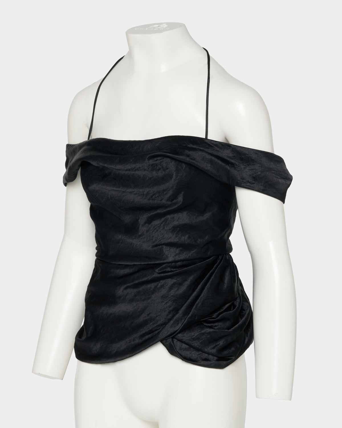 satin drape camisole tops Black【Delivery in February 2027】