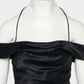 satin drape camisole tops Black【Delivery in February 2027】