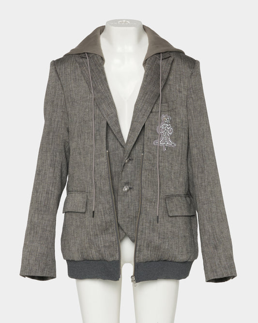 Double layer emblem jacket Gray【Delivery in January 2027】