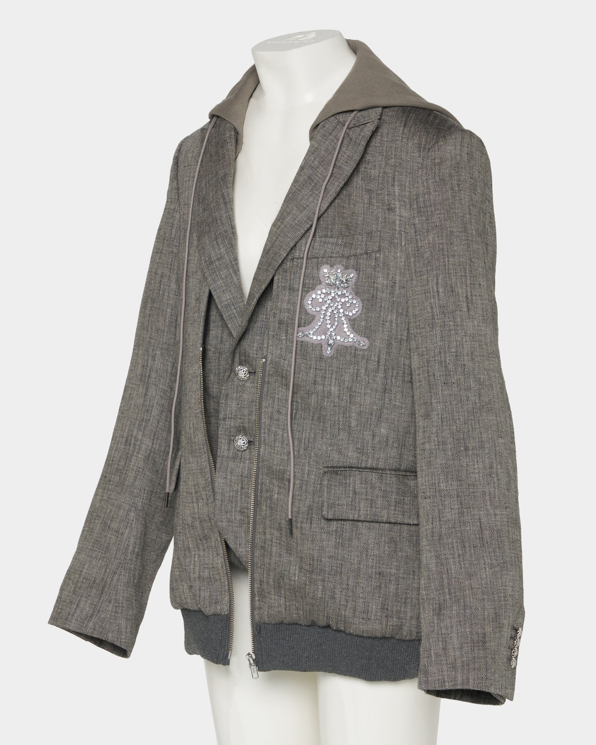 Double layer emblem jacket Gray【Delivery in January 2027】