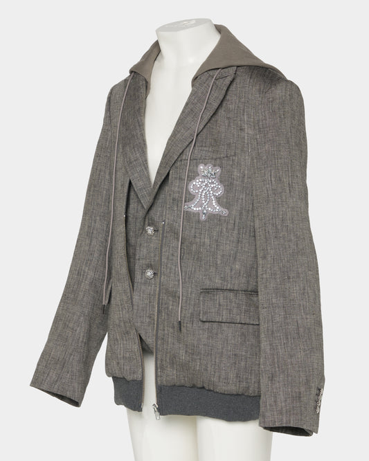 Double layer emblem jacket Gray【Delivery in January 2027】