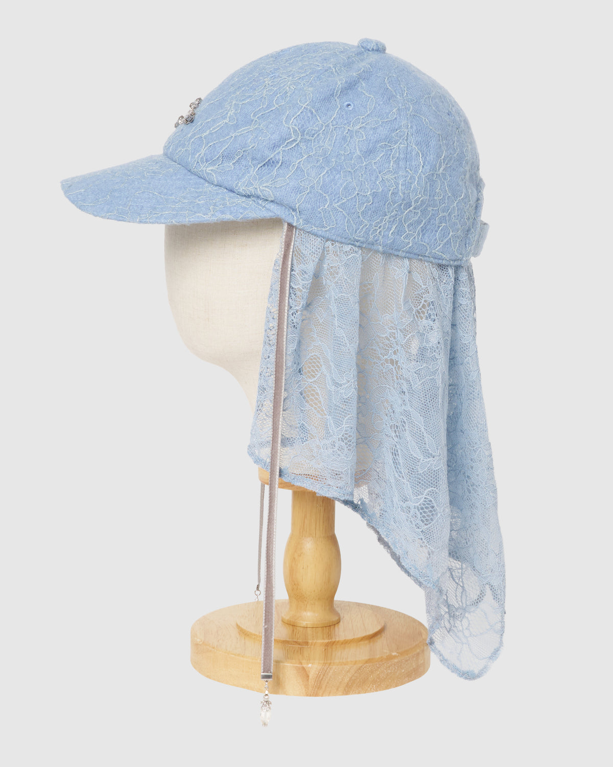 bijou logo lace veil Cap Blue【Delivery in March 2027】