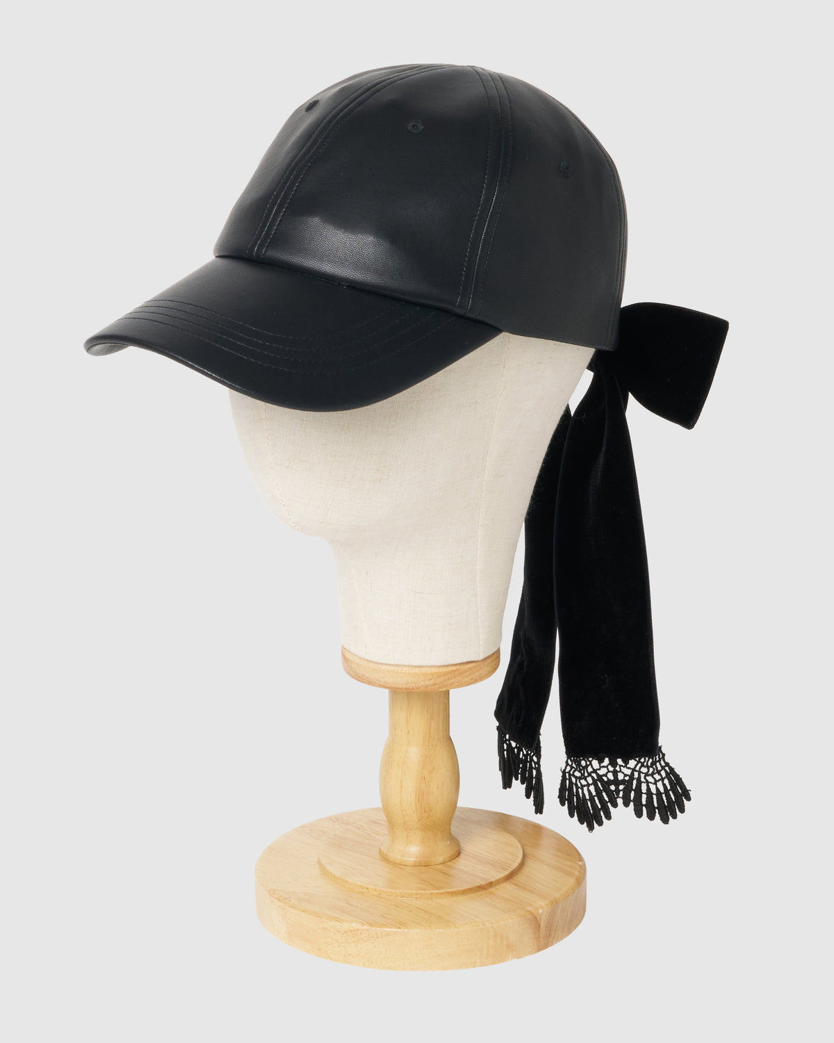 velvet ribbon leather cap【stock】