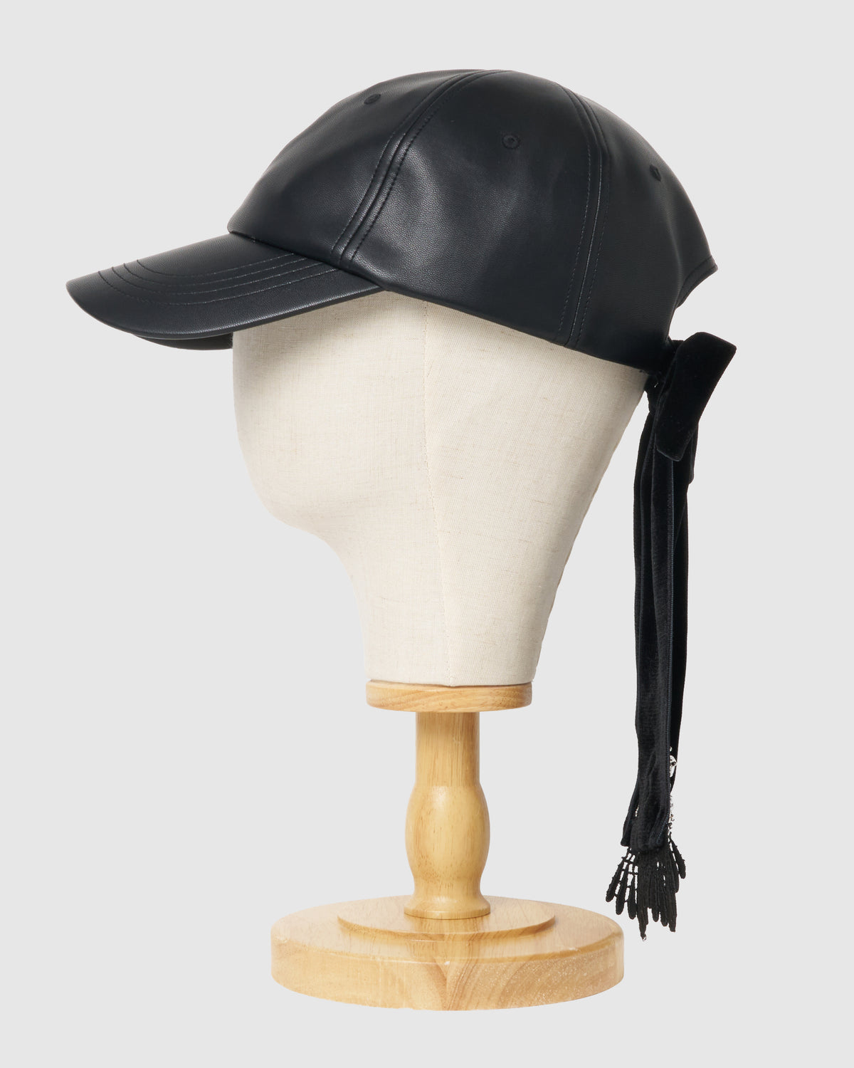 velvet ribbon leather cap【stock】