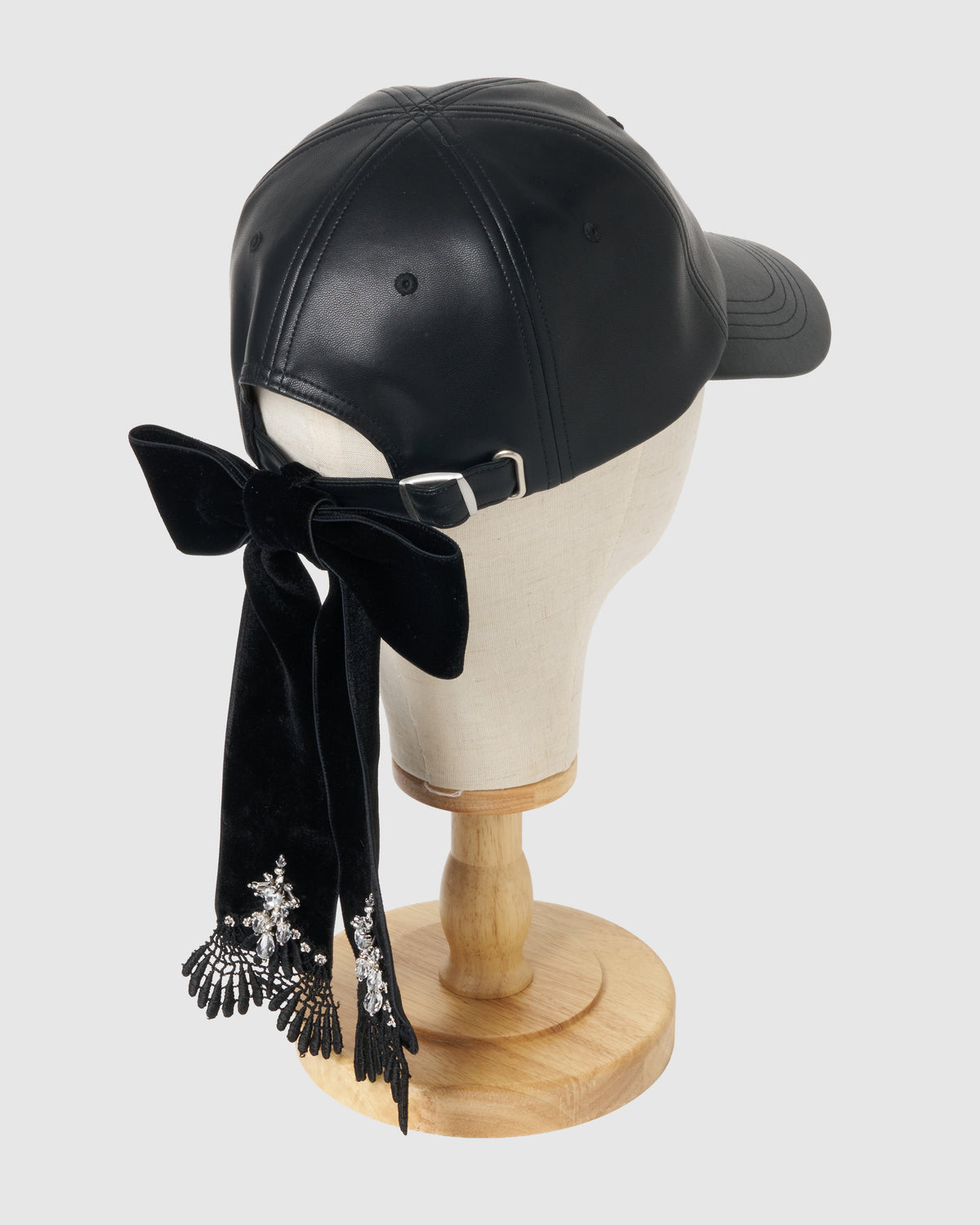 velvet ribbon leather cap【stock】