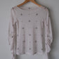cross embroidery gather sleeve tops Greige【Delivery in February 2026】