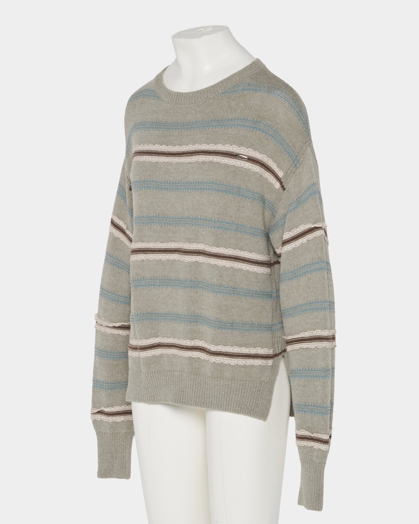 Lace border knit pulover Gray【Delivery in January 2027】