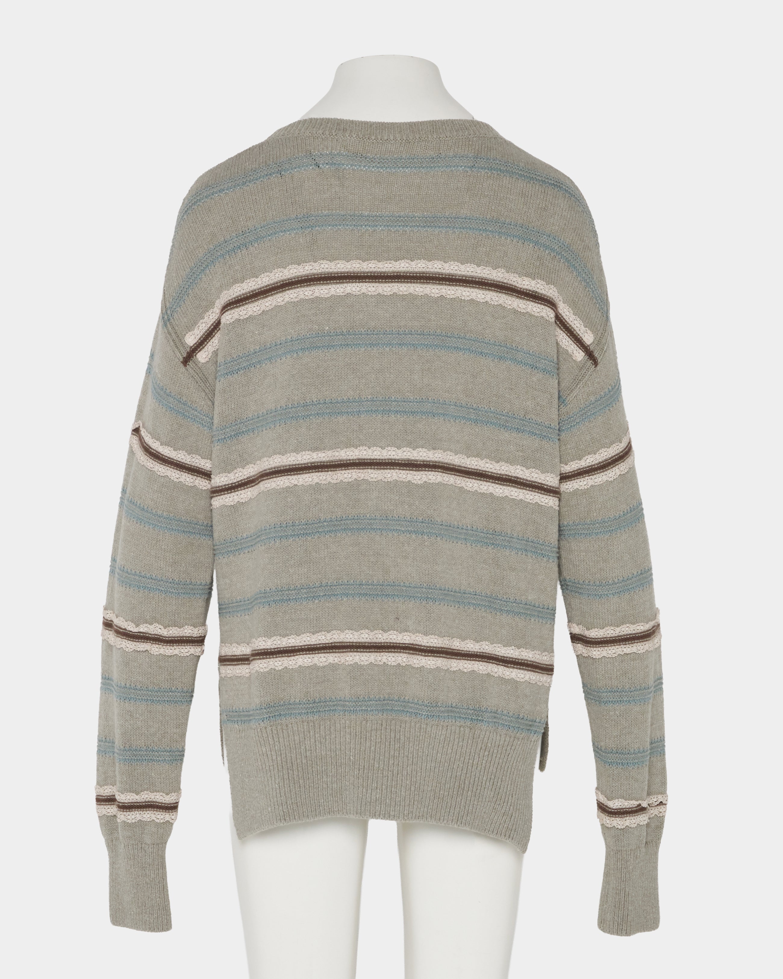 tanakadaisuke(タナカダイスケ)|ニット|Lace border knit pulover Gray