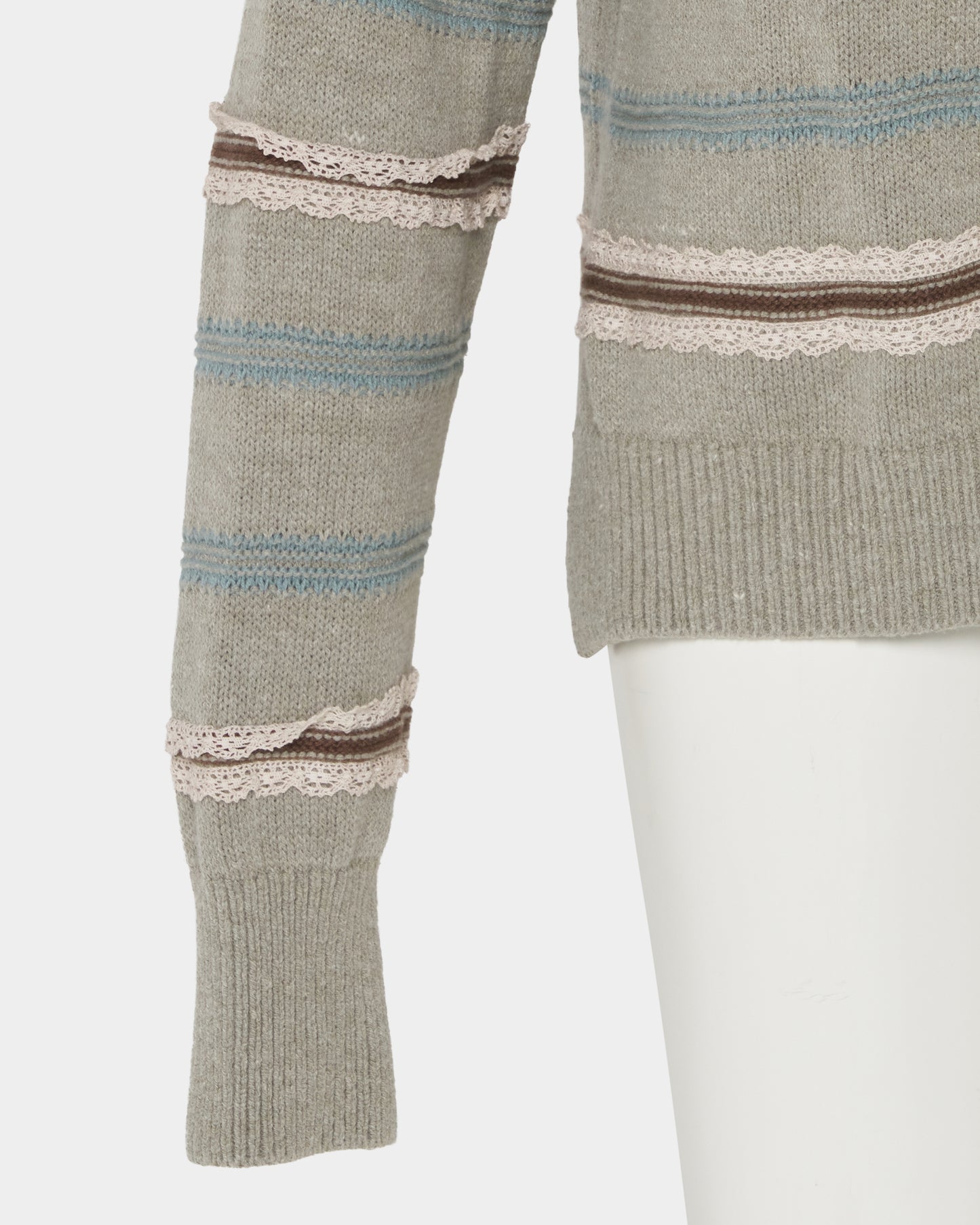 Lace border knit pulover Gray【Delivery in January 2027】