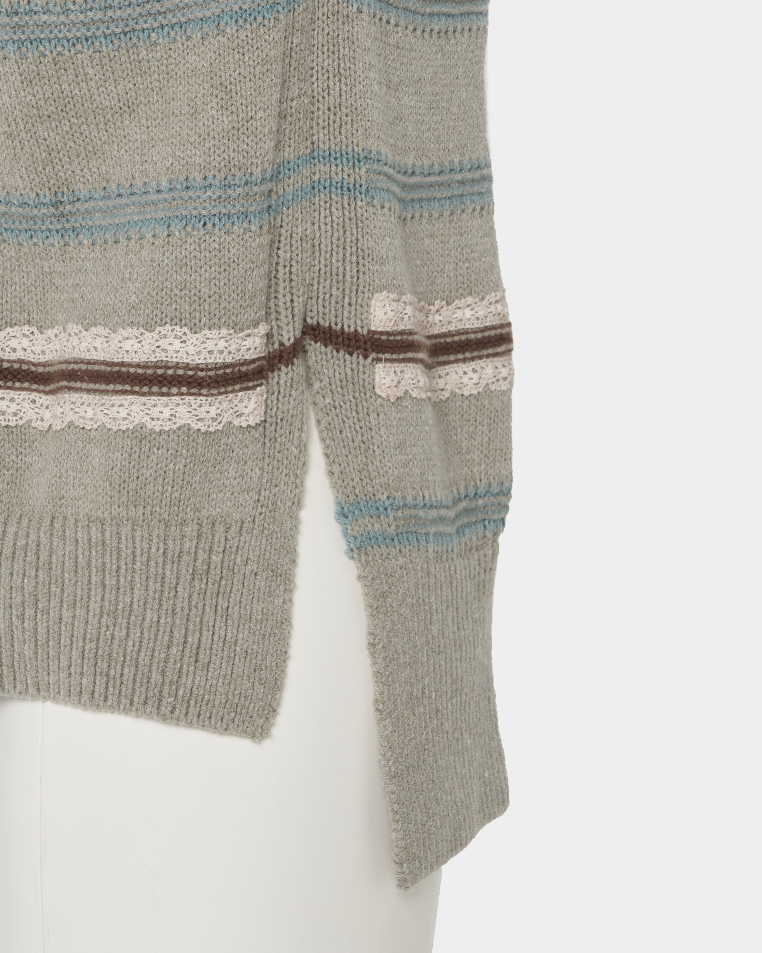 tanakadaisuke(タナカダイスケ)|ニット|Lace border knit pulover Gray