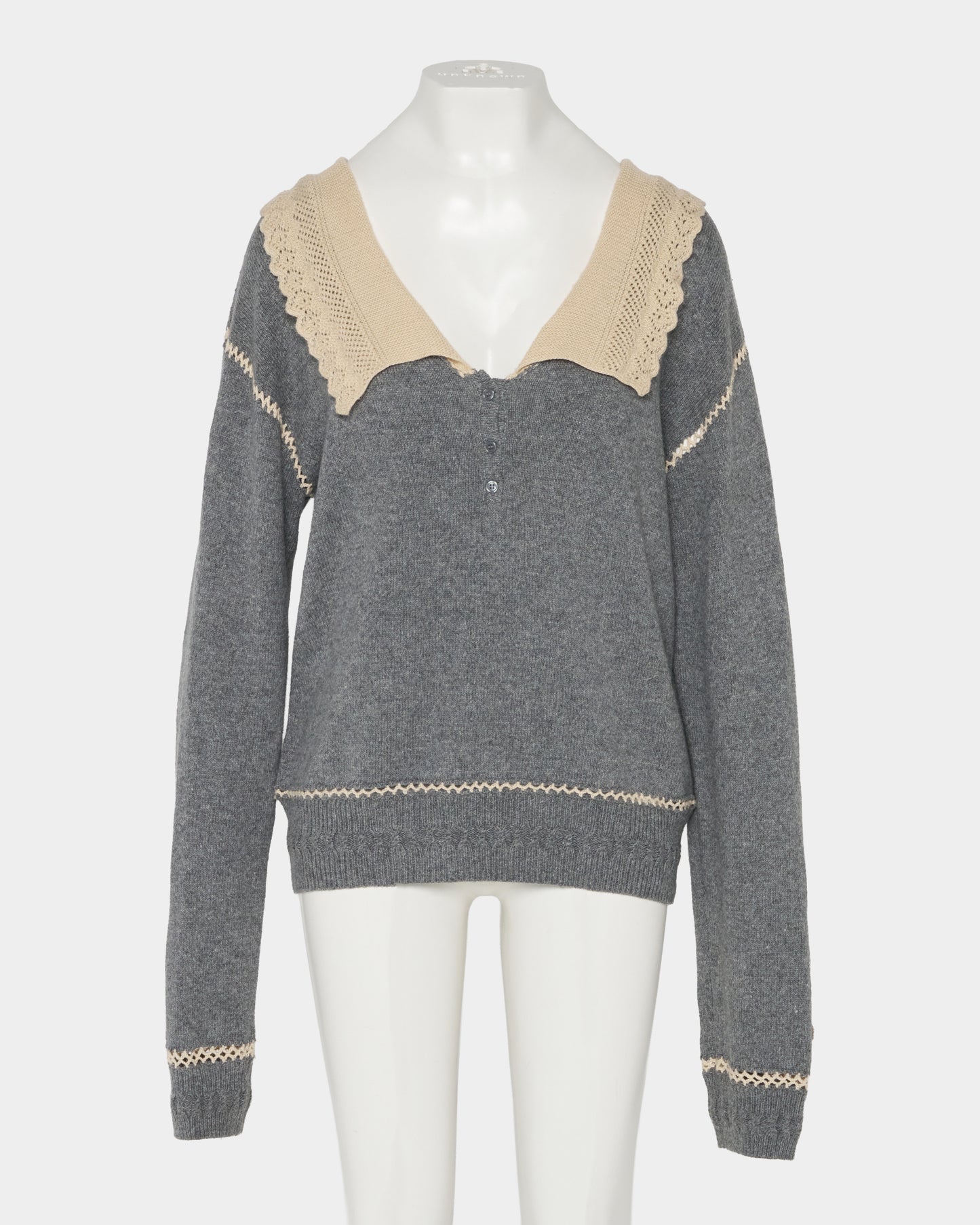 Lace collar knit pulover Gray【Delivery in January 2027】