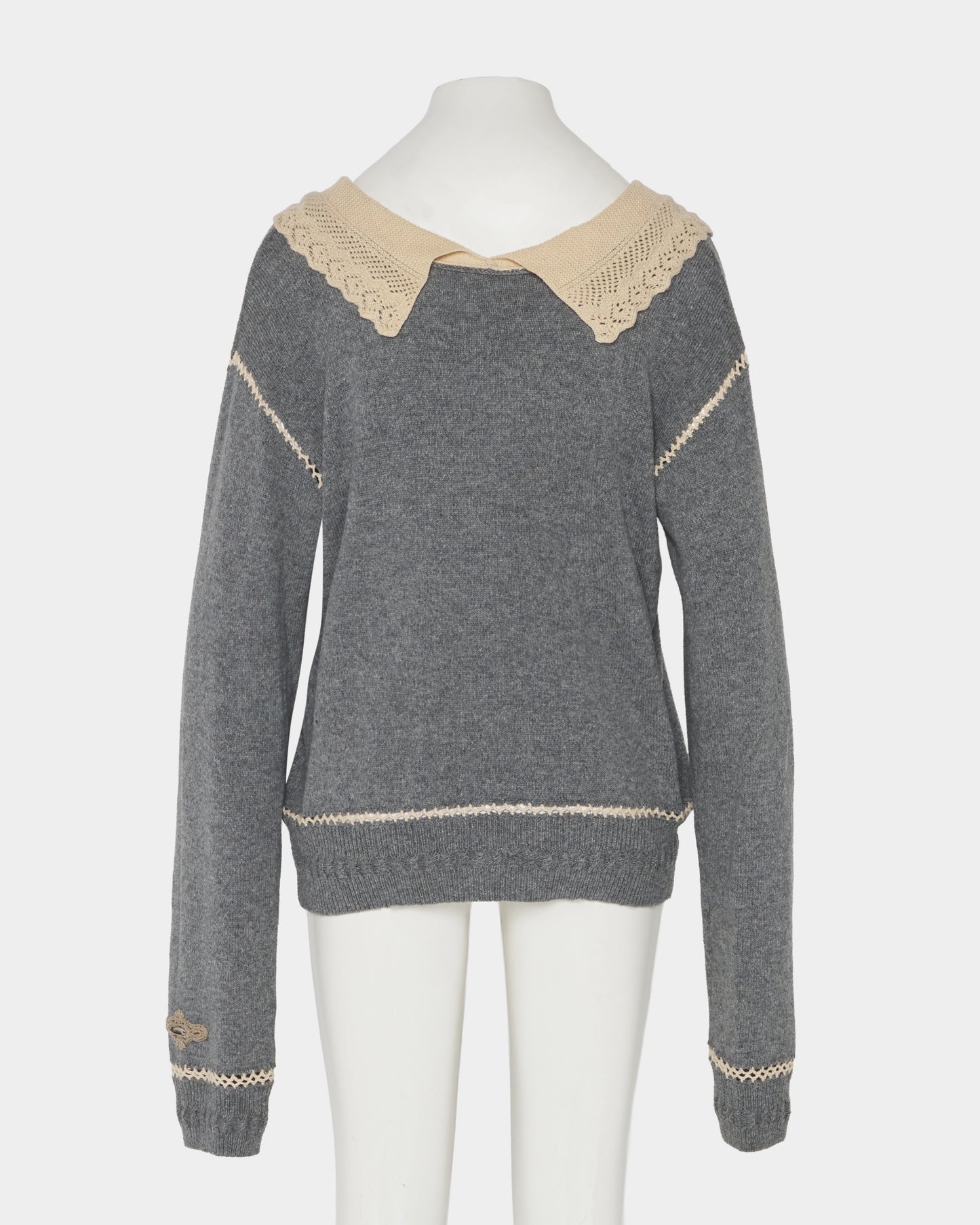 Lace collar knit pulover Gray【Delivery in January 2027】