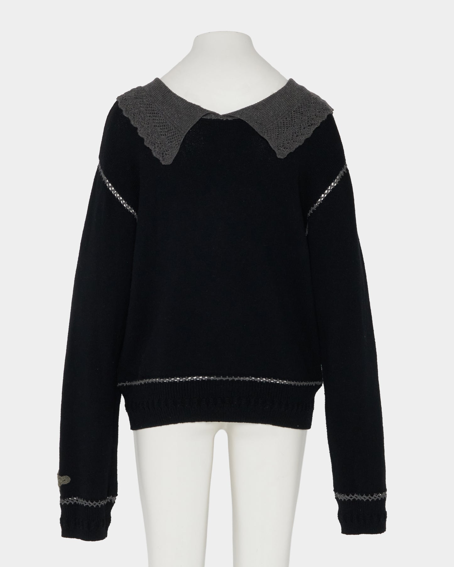 Lace collar knit pulover Black【Delivery in January 2027】