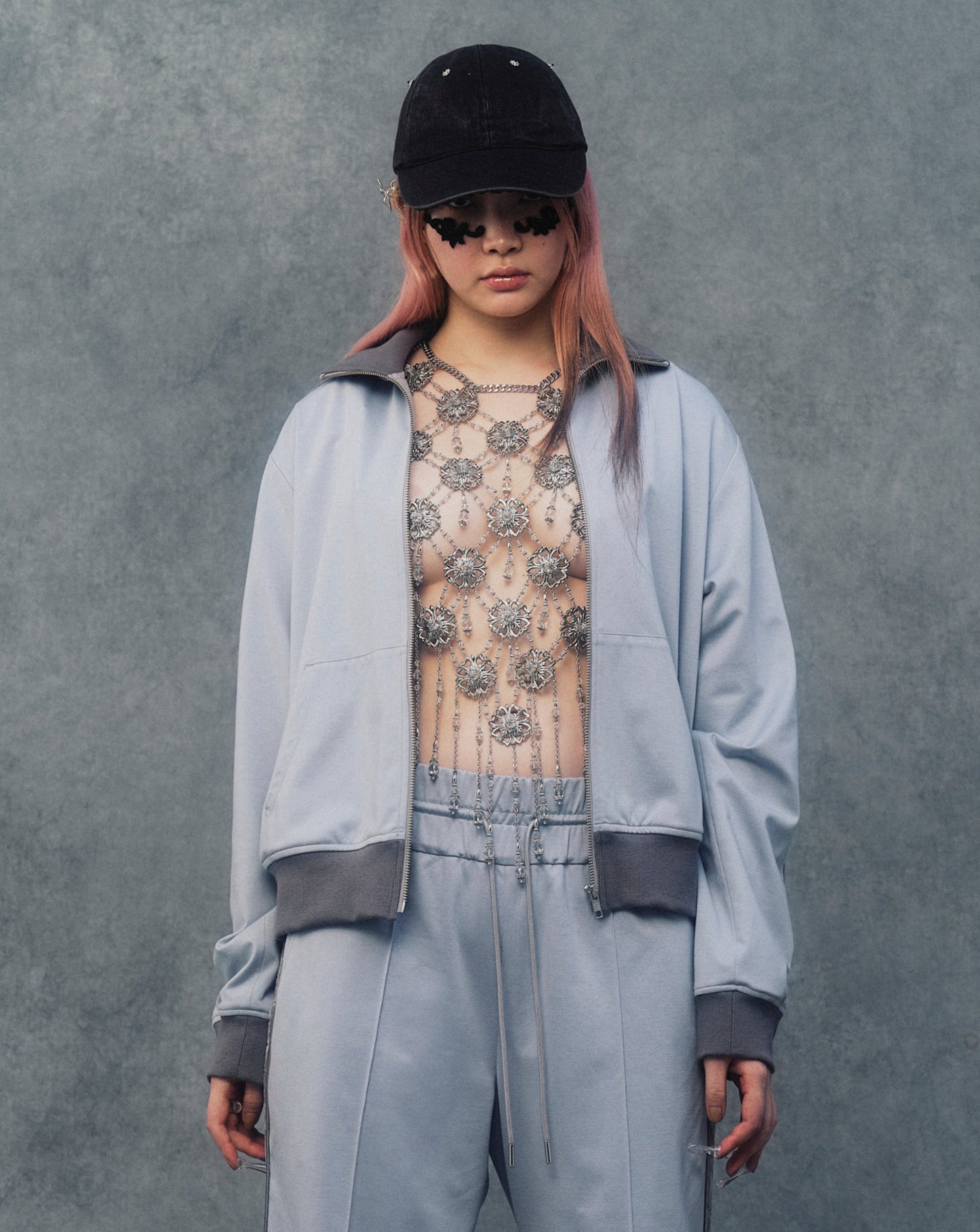 【sakaitakeru collaboration】damask line pale blue jacket【Delivery in May 2024】