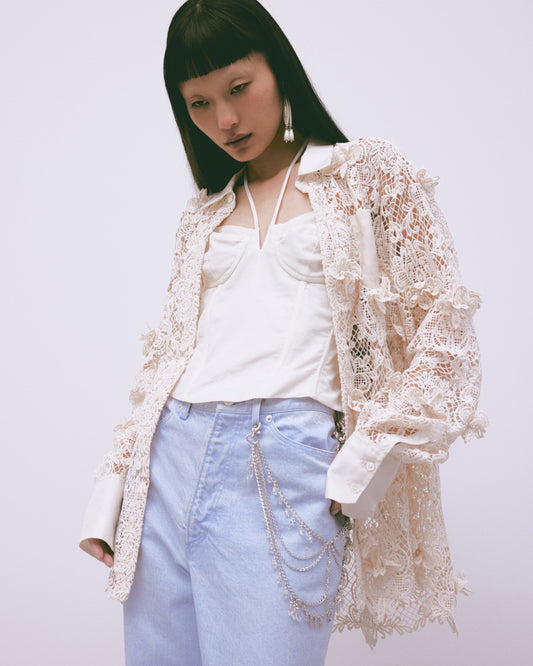 orchid lace shirt Beige【Delivery in July 2024】