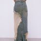 lace docking maxi denim skirt Beige【Delivery in July 2024】