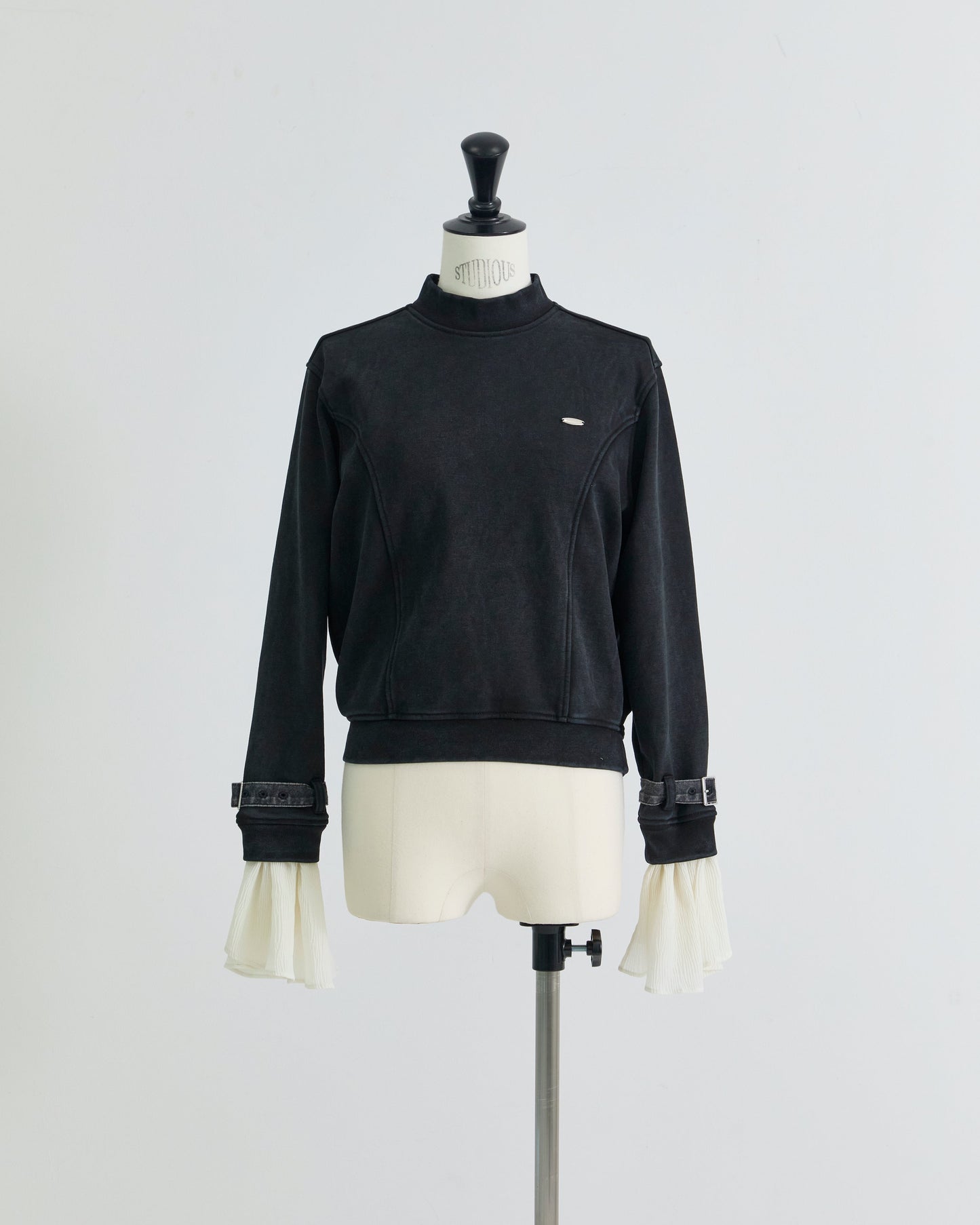 【STUDIOUS Special item】cuffs belted pullover Black【Stock】