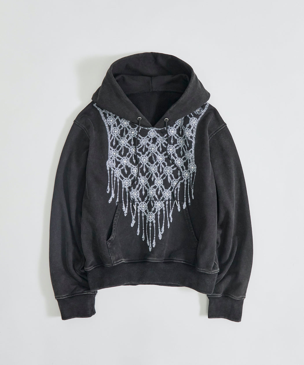 【STUDIOUS Special item】rhombus metal print bijou hoodie Black【Stock】