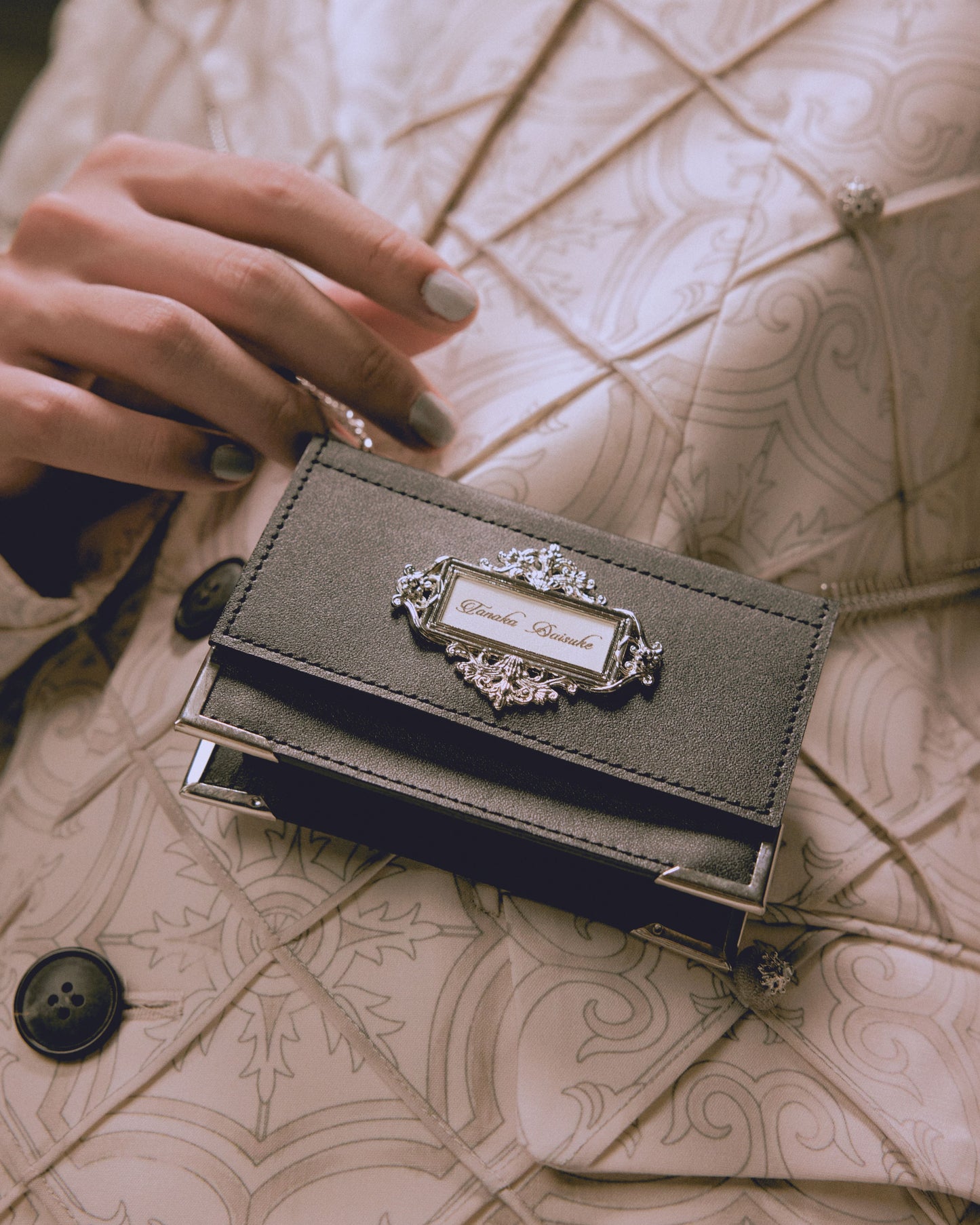 pleats flap leather micro bag silver tag【Delivery in April 2024】