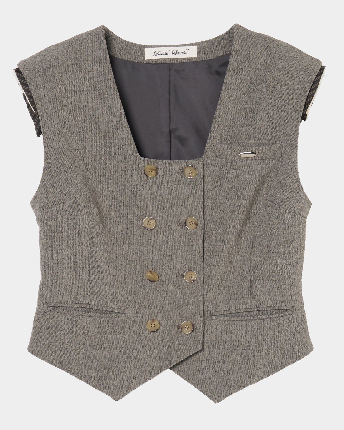 Exposed shoulder pad vest Greige【Delivery in January 2027】