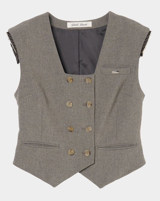 Exposed shoulder pad vest Greige【Delivery in January 2027】