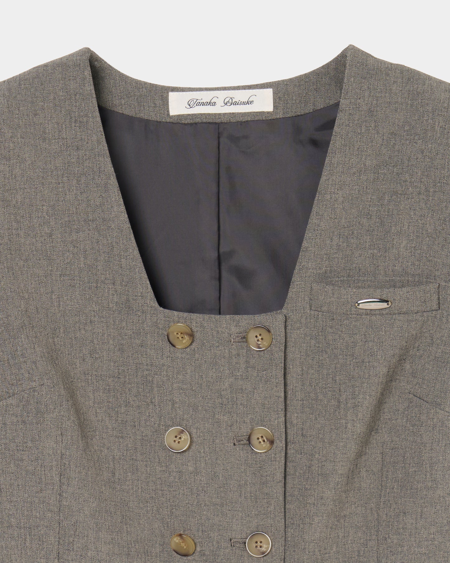 Exposed shoulder pad vest Greige【Delivery in January 2027】