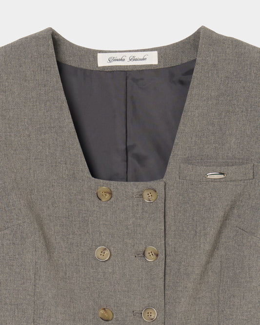 Exposed shoulder pad vest Greige【Delivery in January 2027】